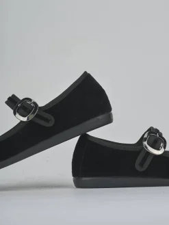 Ballerine tacco 1cm velluto nero