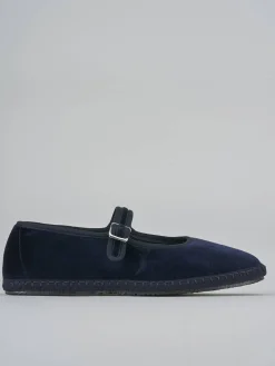 Ballerine tacco 1cm velluto blu