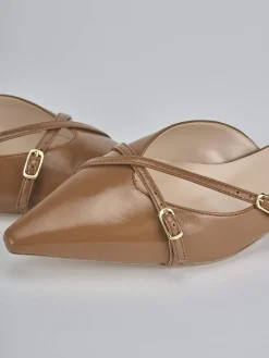 Ballerine tacco 2cm vernice marrone