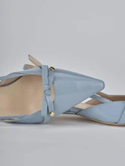 Ballerine tacco 2cm vernice azzurro