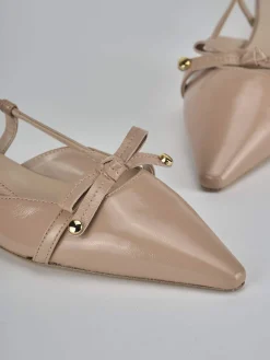 Ballerine tacco 2cm vernice marrone