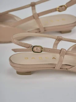 Ballerine tacco 2cm vernice marrone