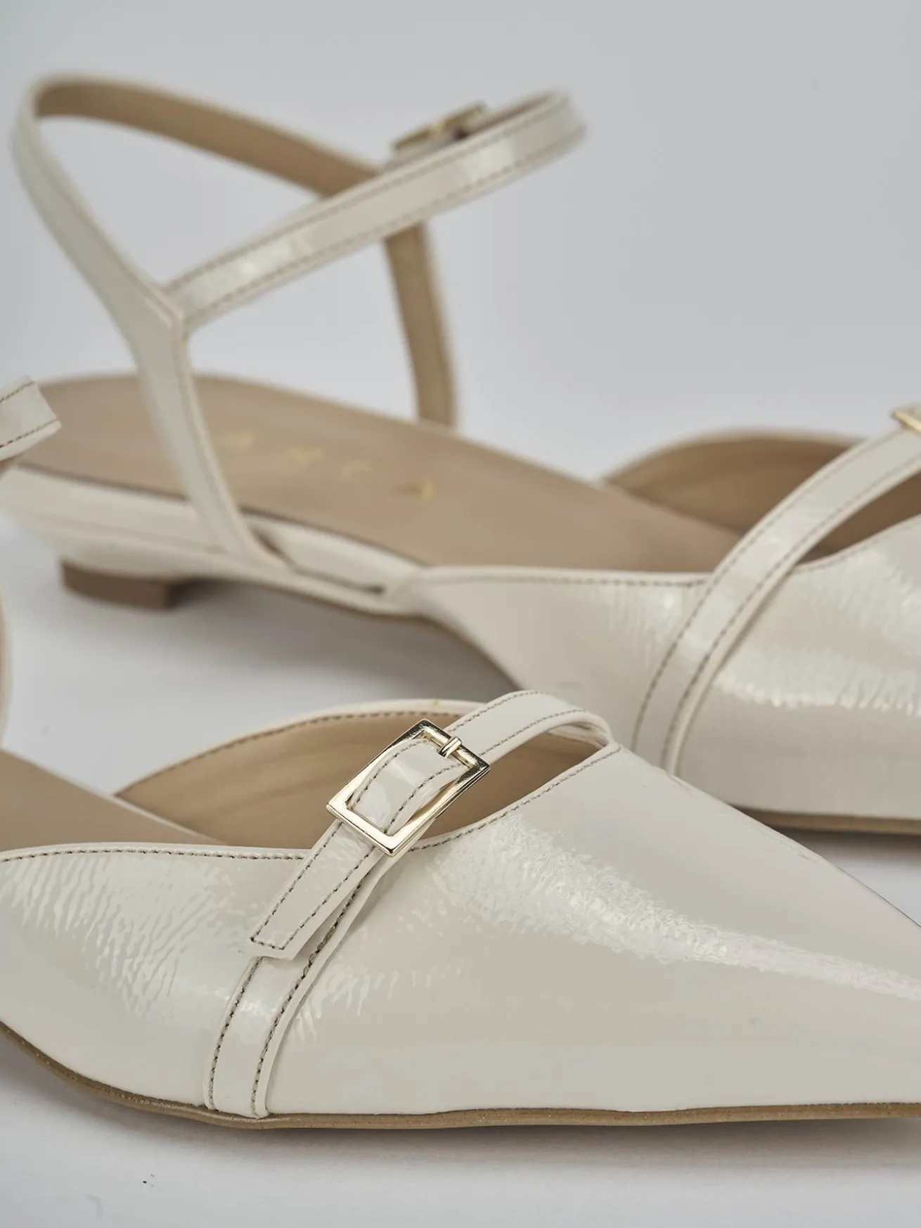 Ballerine tacco 2cm vernice bianco