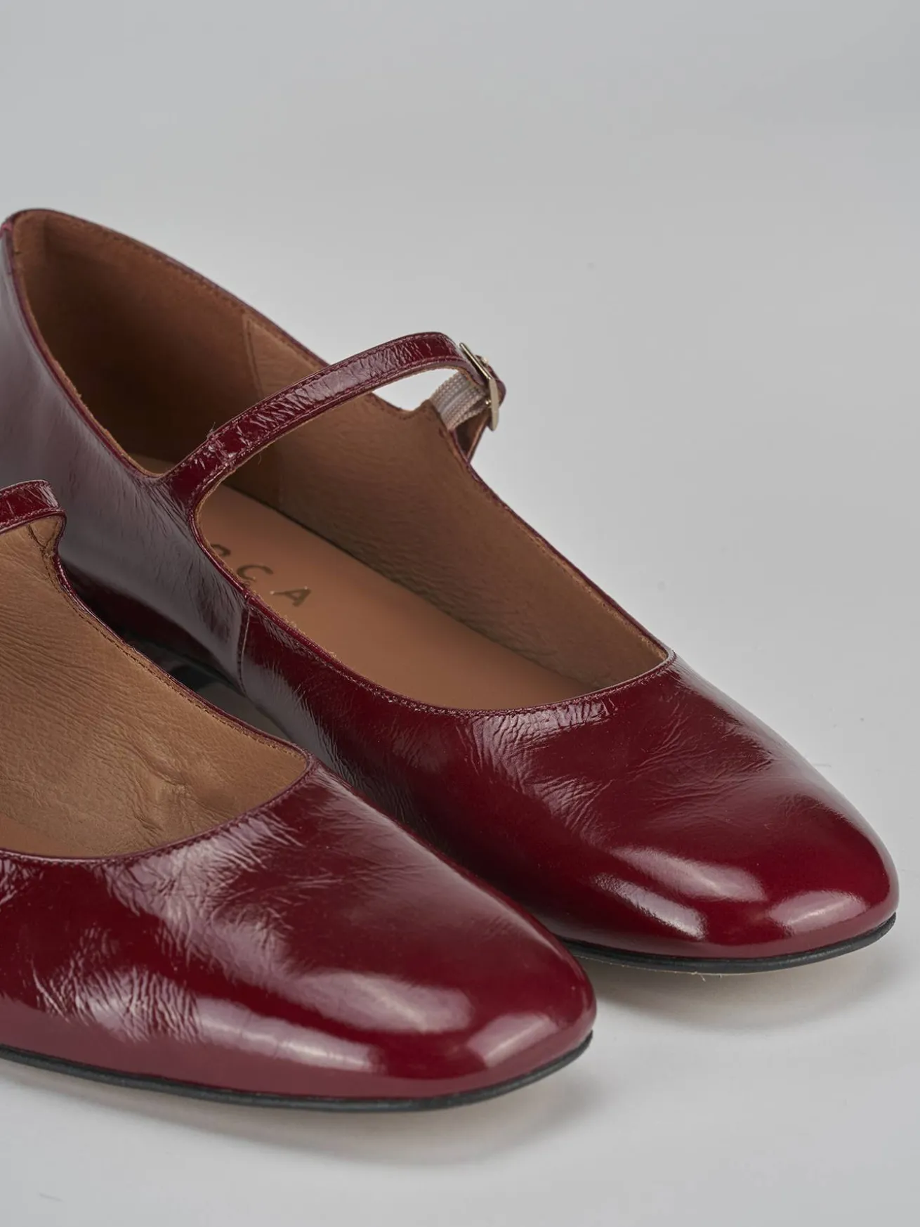 Ballerine tacco 2cm vernice bordo'