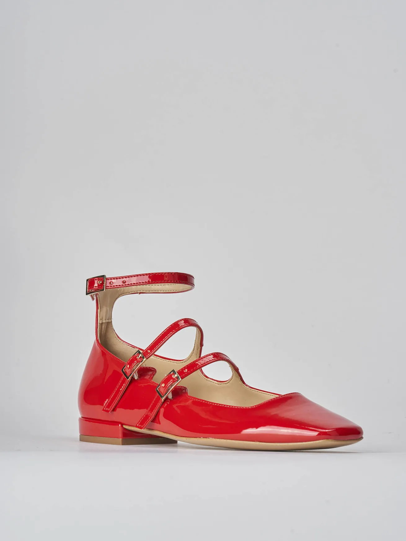 Ballerine tacco 1cm vernice rosso