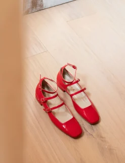 Ballerine tacco 1cm vernice rosso