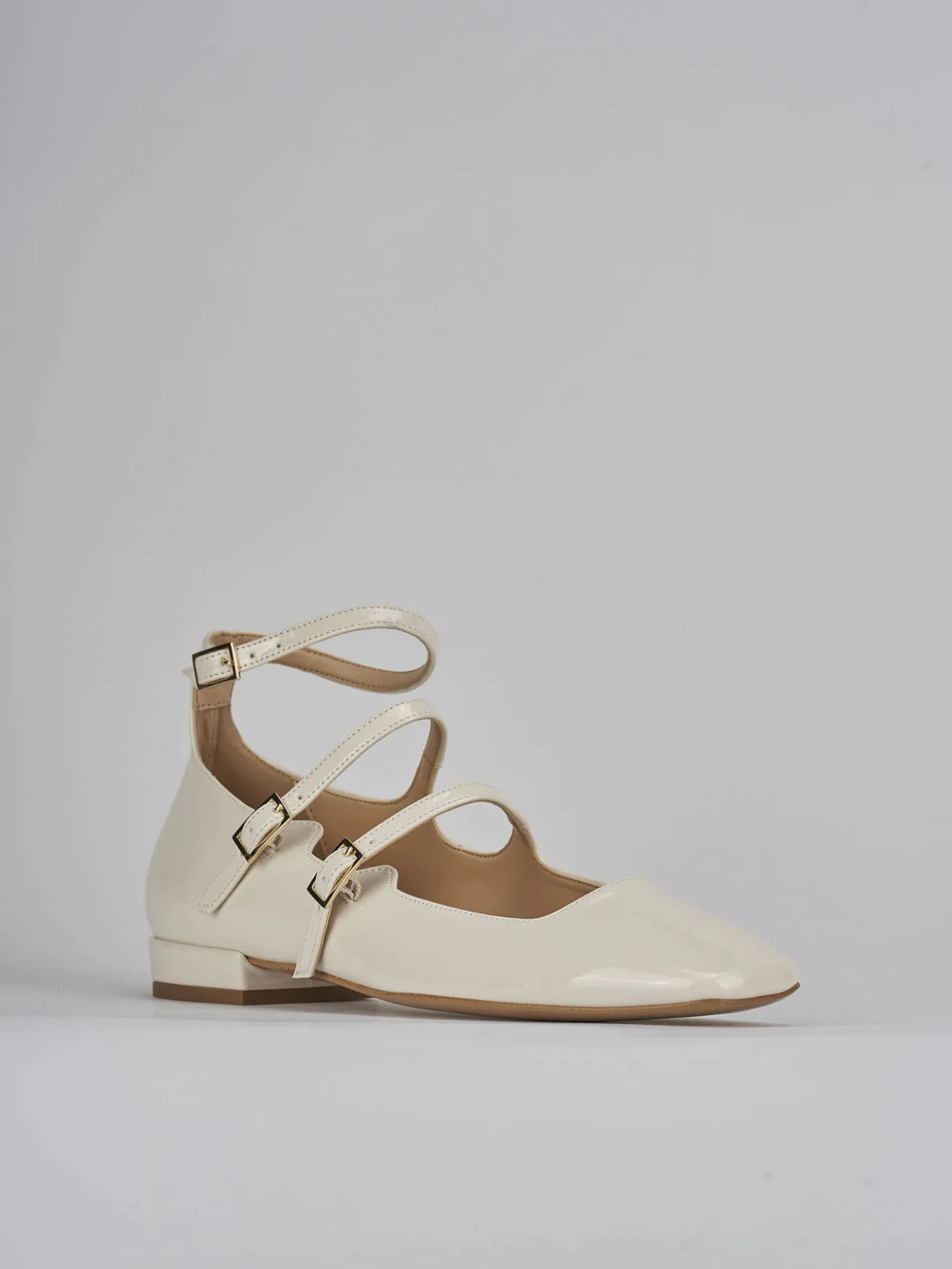 Ballerine tacco 1cm vernice bianco