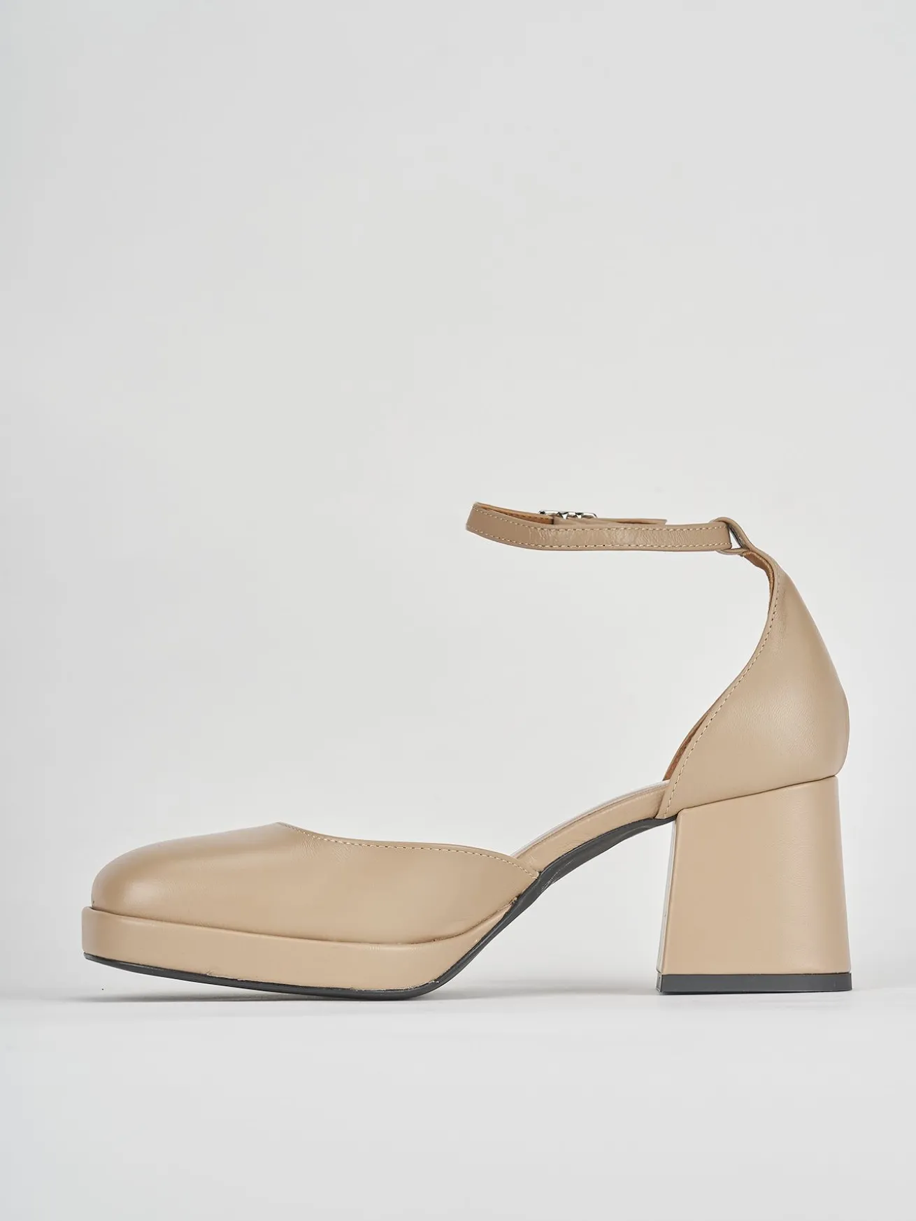 Bebe' tacco 5 cm marrone pelle