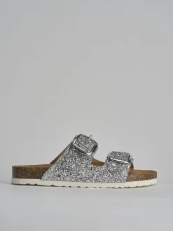 Ciabatta tacco 1 cm argento glitter