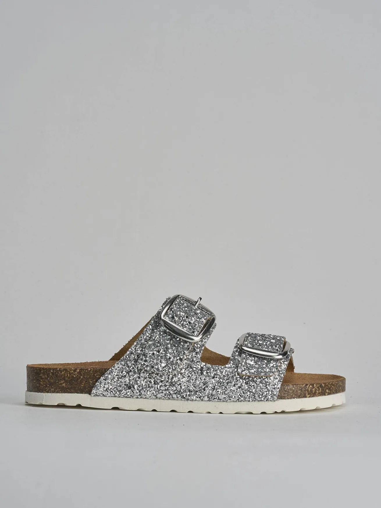 Ciabatta tacco 1 cm argento glitter