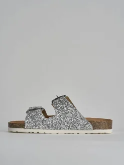 Ciabatta tacco 1 cm argento glitter