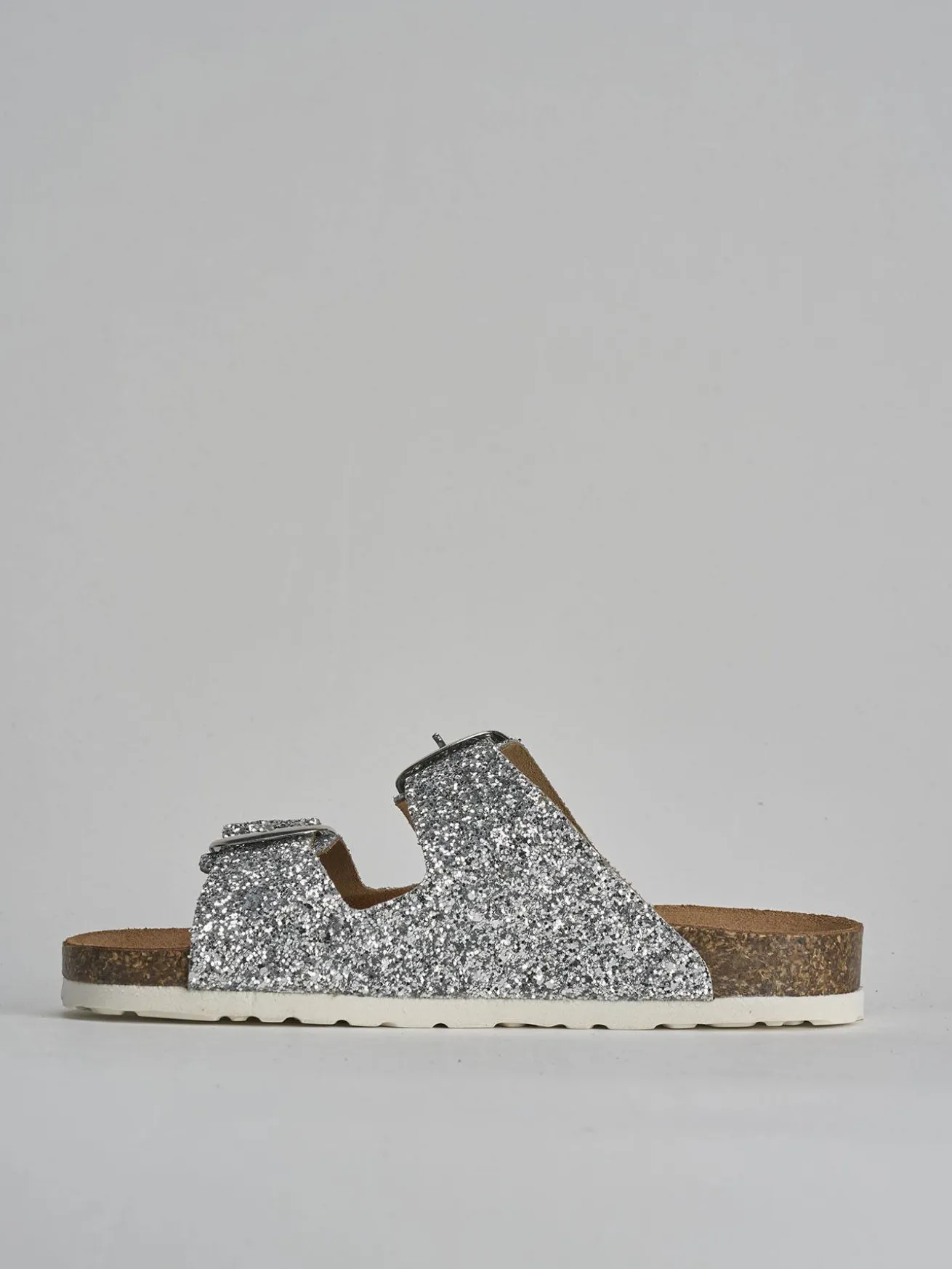 Ciabatta tacco 1 cm argento glitter