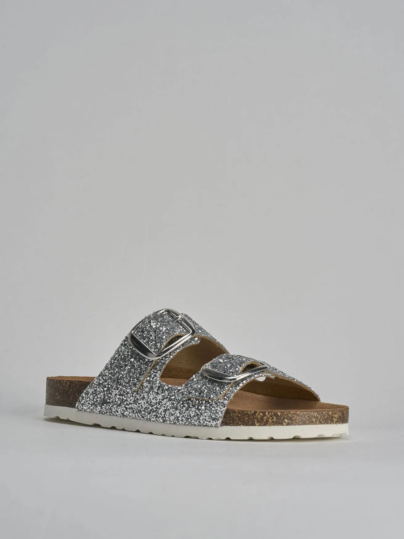 Ciabatta tacco 1 cm argento glitter