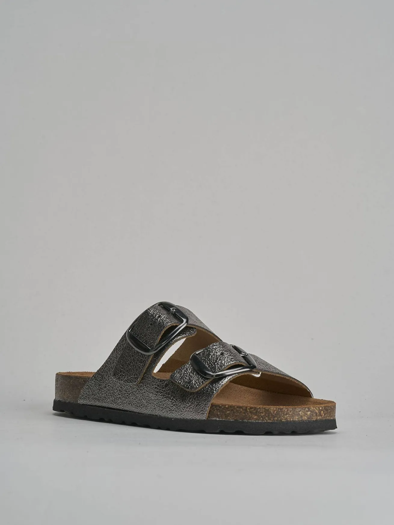 Ciabatta tacco 1 cm argento pelle