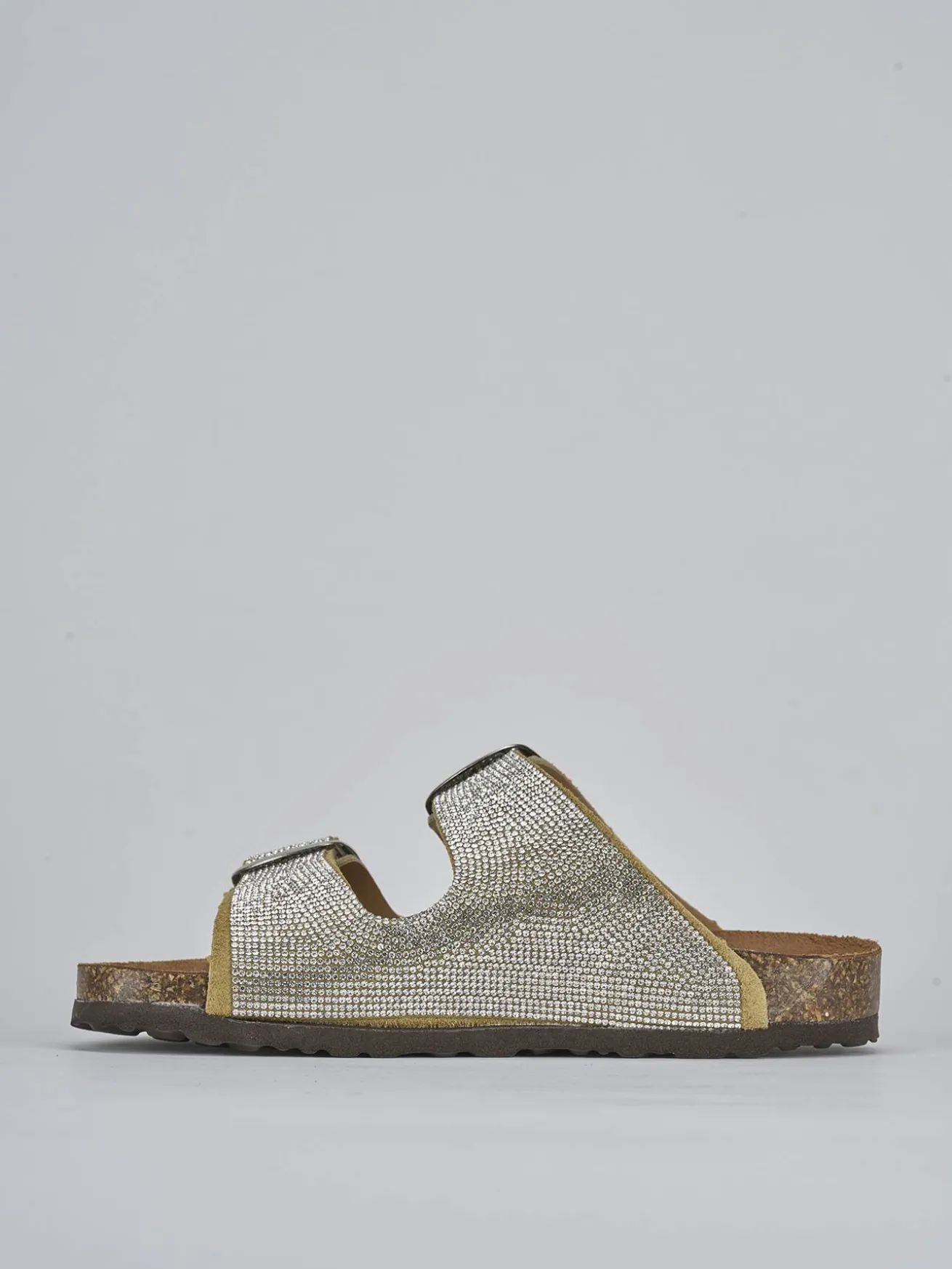 Ciabatta tacco 1 cm argento pelle