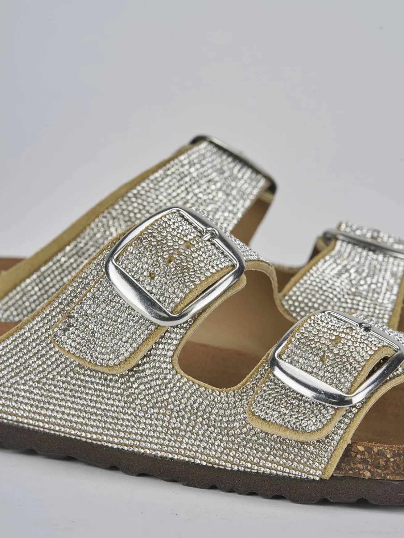 Ciabatta tacco 1 cm argento pelle