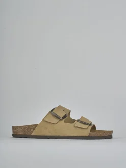 Ciabatta tacco 1 cm beige camoscio