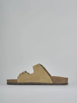 Ciabatta tacco 1 cm beige camoscio