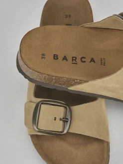 Ciabatta tacco 1 cm beige camoscio