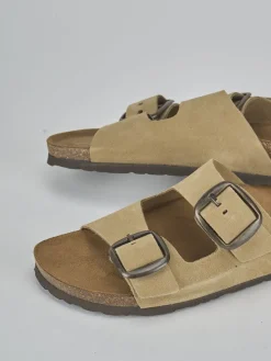 Ciabatta tacco 1 cm beige camoscio