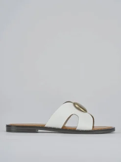 Ciabatta tacco 1 cm bianco pelle