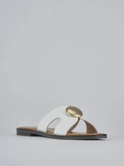 Ciabatta tacco 1 cm bianco pelle