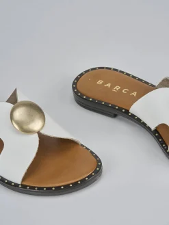 Ciabatta tacco 1 cm bianco pelle