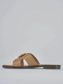 Ciabatta tacco 1 cm marrone pelle