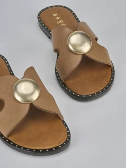 Ciabatta tacco 1 cm marrone pelle