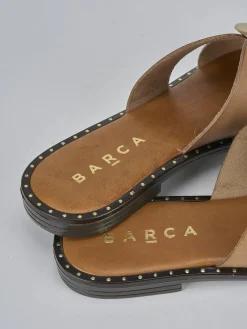 Ciabatta tacco 1 cm marrone pelle