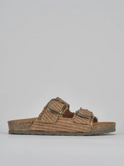 Ciabatta tacco 1 cm marrone tessuto