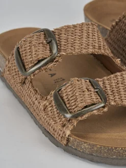 Ciabatta tacco 1 cm marrone tessuto