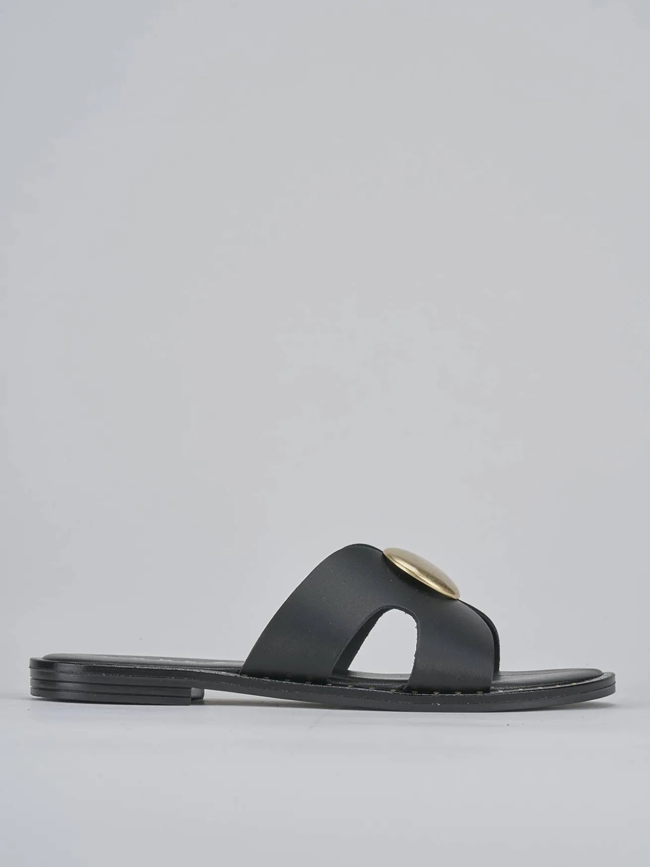 Ciabatta tacco 1 cm nero pelle