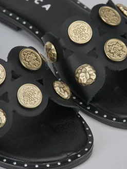 Ciabatta tacco 1 cm nero pelle