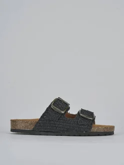 Ciabatta tacco 1 cm nero tessuto