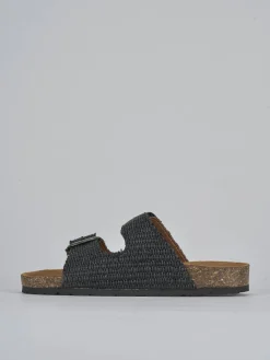 Ciabatta tacco 1 cm nero tessuto