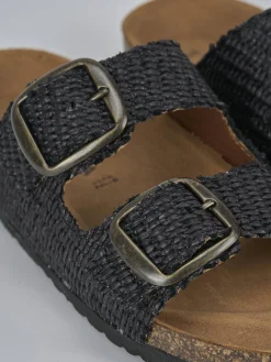 Ciabatta tacco 1 cm nero tessuto