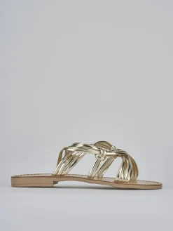 Ciabatta tacco 1 cm oro pelle