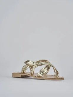 Ciabatta tacco 1 cm oro pelle