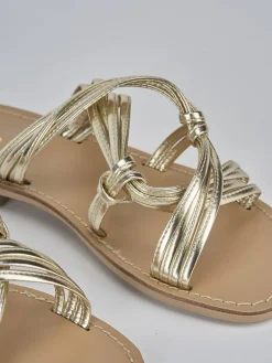 Ciabatta tacco 1 cm oro pelle