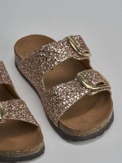 Ciabatta tacco 1 cm rosa glitter