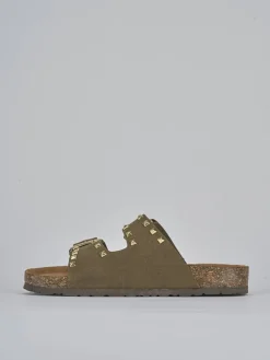 Ciabatta tacco 1 cm verde camoscio