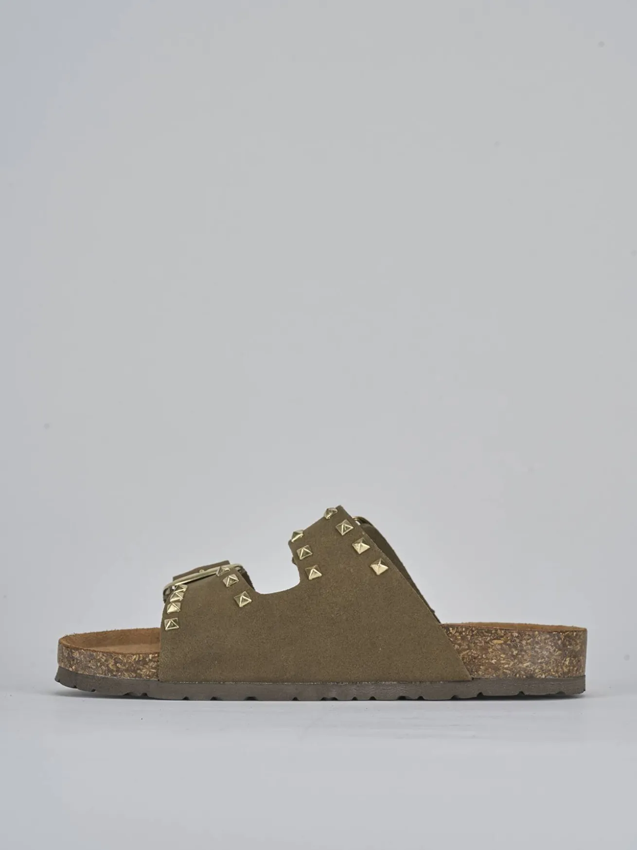 Ciabatta tacco 1 cm verde camoscio