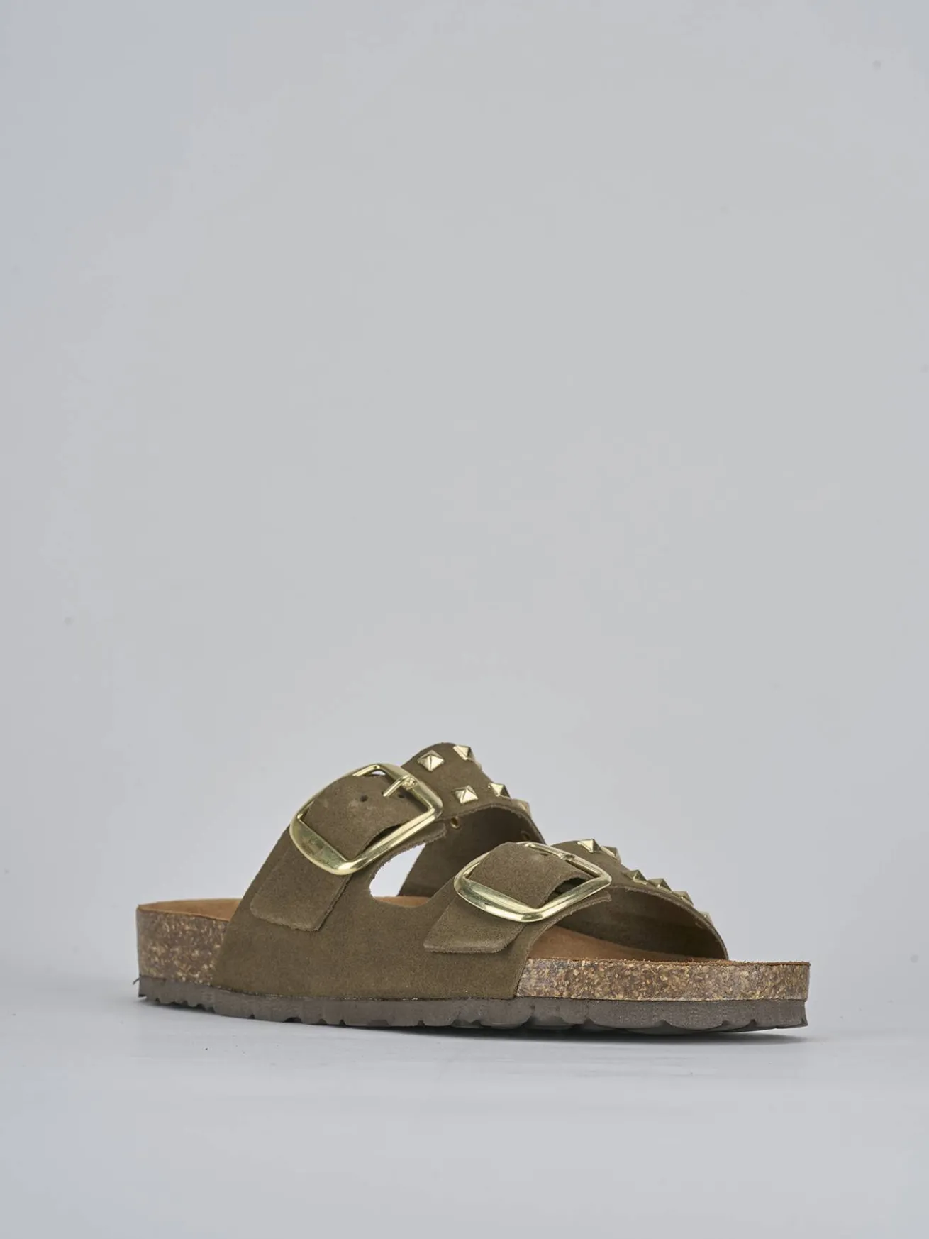 Ciabatta tacco 1 cm verde camoscio