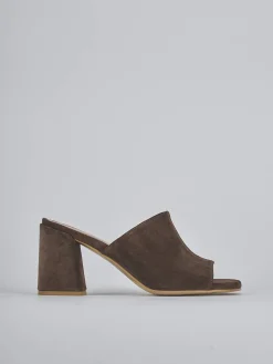 Ciabatte tacco 7cm camoscio testa