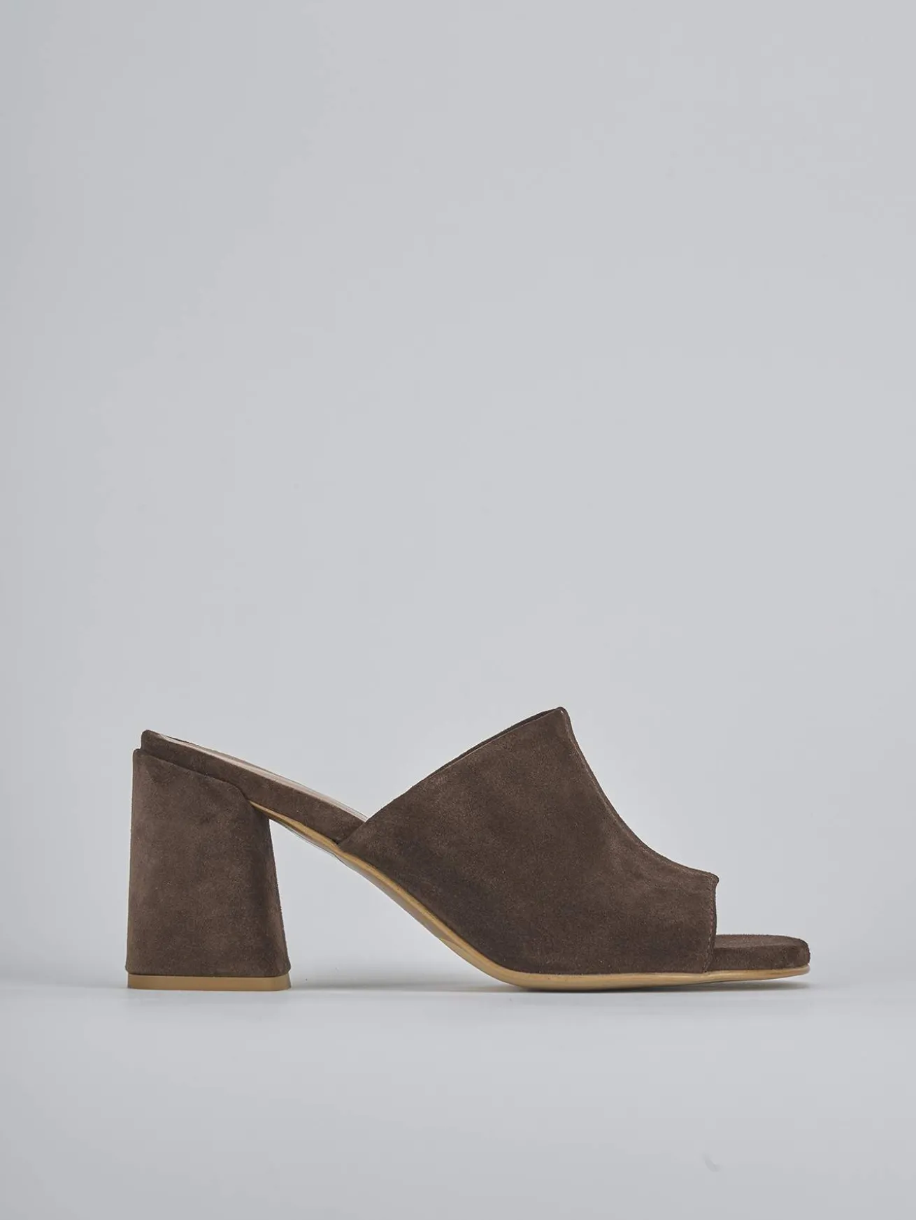 Ciabatte tacco 7cm camoscio testa