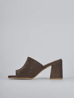 Ciabatte tacco 7cm camoscio testa