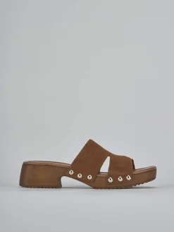 Ciabatte tacco 3cm camoscio marrone