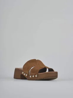 Ciabatte tacco 3cm camoscio marrone