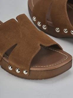 Ciabatte tacco 3cm camoscio marrone